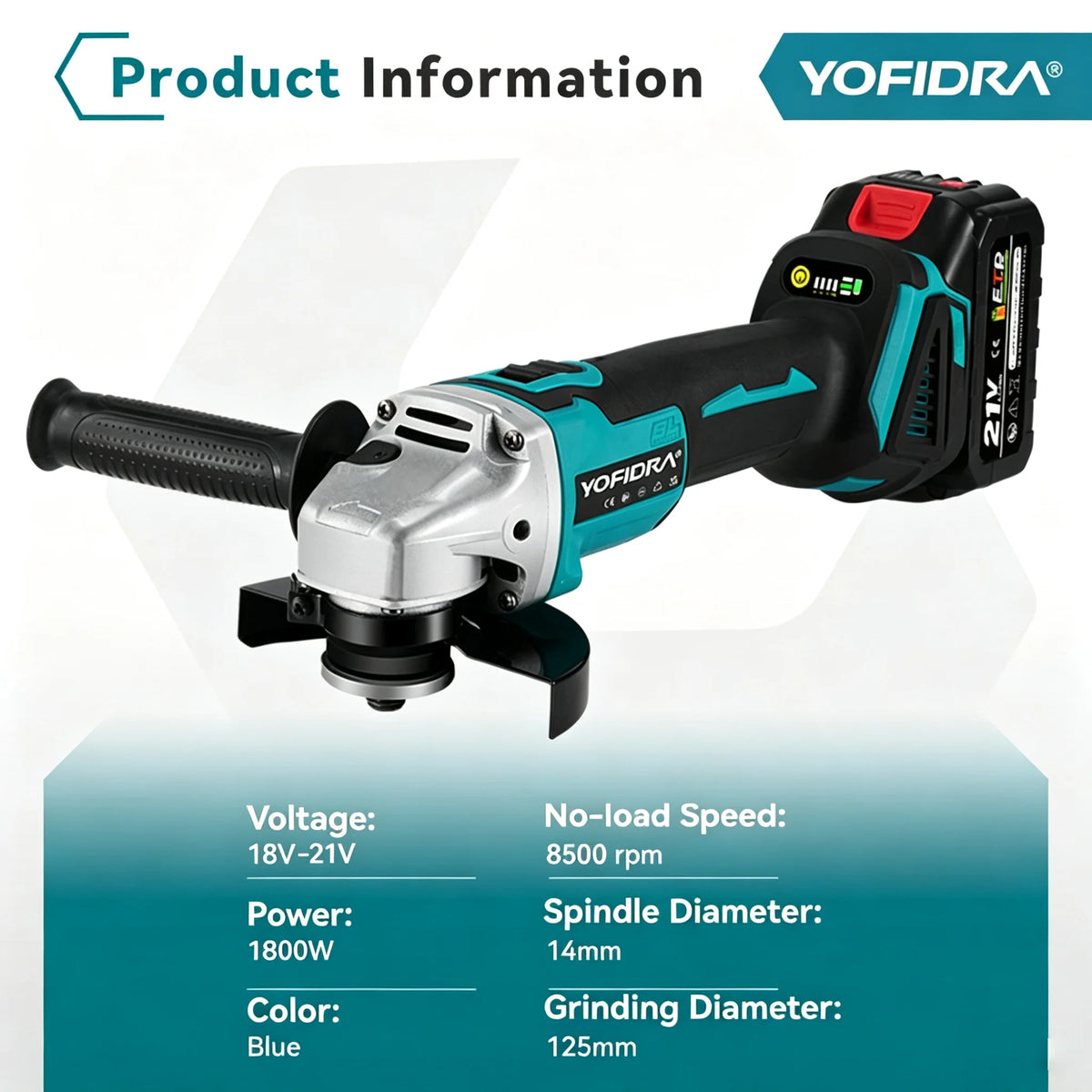 YOFIDRA Meuleuse d'Angle Sans Fil Brushless 4 Vitesses 125mm Machine de Coupe Polissage Outil Électrique pour Batterie Makita