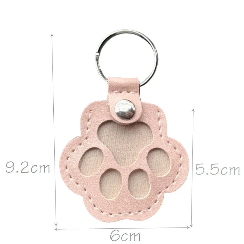 Pet Paw Fur Keepsake Keychain, Cute Fillable Cat Dog Hair Collection Pendant for Bags Keys, Snap Button Gift, 5.5cm with Ring