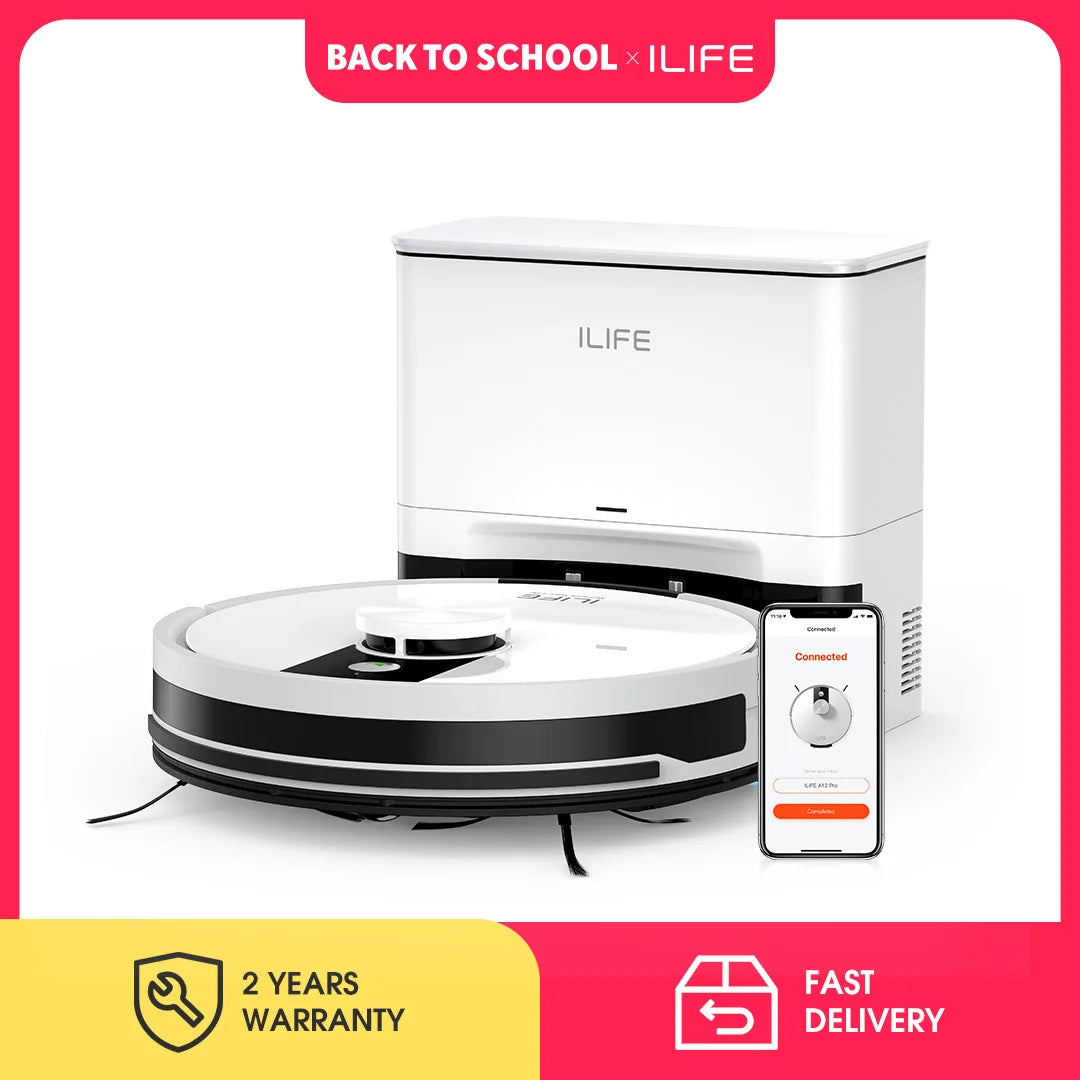 ILIFE A12 Pro Robot Vacuum and Mop Combo, LIDAR Navigation, Self Collection Dust, 3000Pa Suction, App/Remote Control