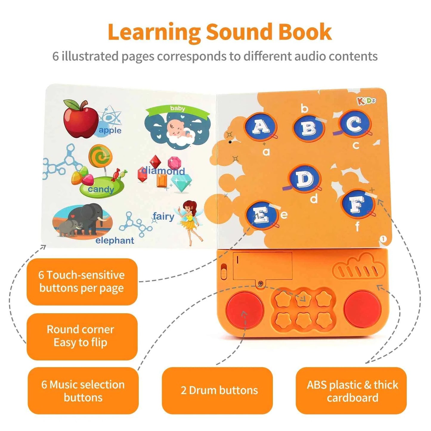 Kids Interactive Audio Books with Melody & Lights - Educational Pre-school Toys with Drum Sounds and Animal Themes