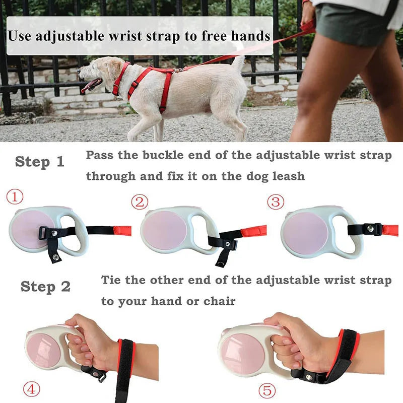 1Pc Adjustable Dog Leash Wrist Strap Retractable Dog Leash Add-On Accessory Bracelet Safety Ring Dogs Walker Hands Free Dog Lead