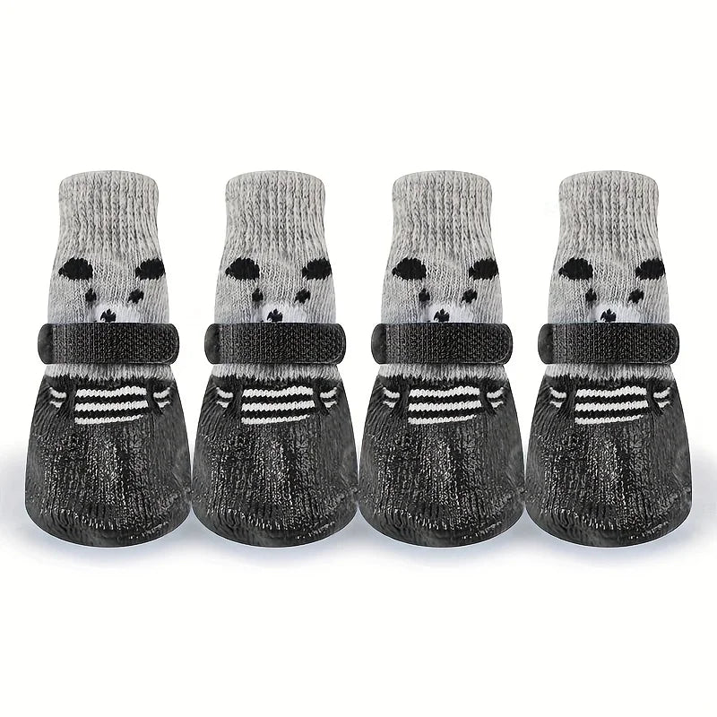 4pcs/lot Pet Dog Shoes Socks Anti-Slip Puppy Socks Warm Dog Boots Pet Paw Protectors for Small Dogs Pet Supplies