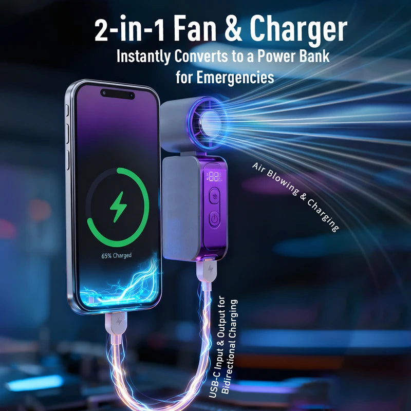 Mini ventilateur portable Lenovo Summer Ice Pack Turbo Cooling, ventilateur à main extérieur avec écran d'affichage intelligent