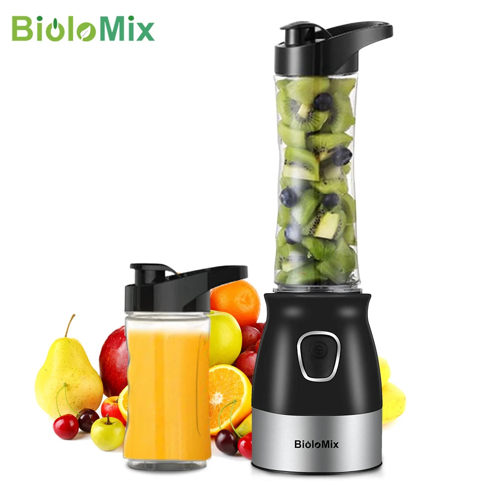 BioloMix 500W Portable Blender BPA Free 600ml Personal Mixer with Chopper Bowl Meat Grinder Baby Food Maker