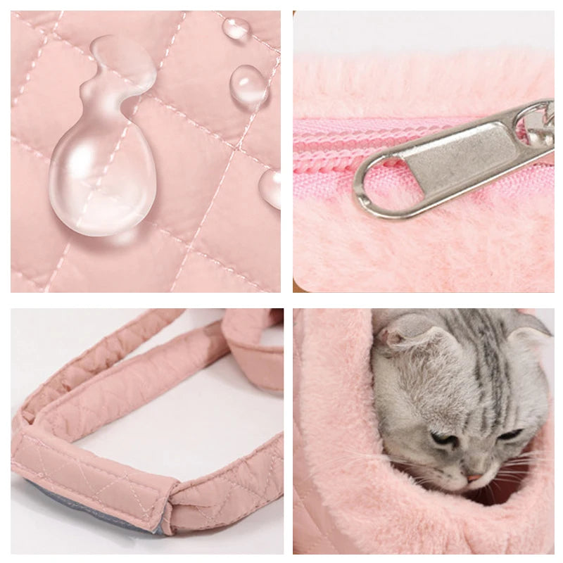 Winter Warm Pet Cat Carrying Bag Thickened Plush Cat Carrier Bag Single Shoulder Bag for Small Dogs Cats Pet Supplies
