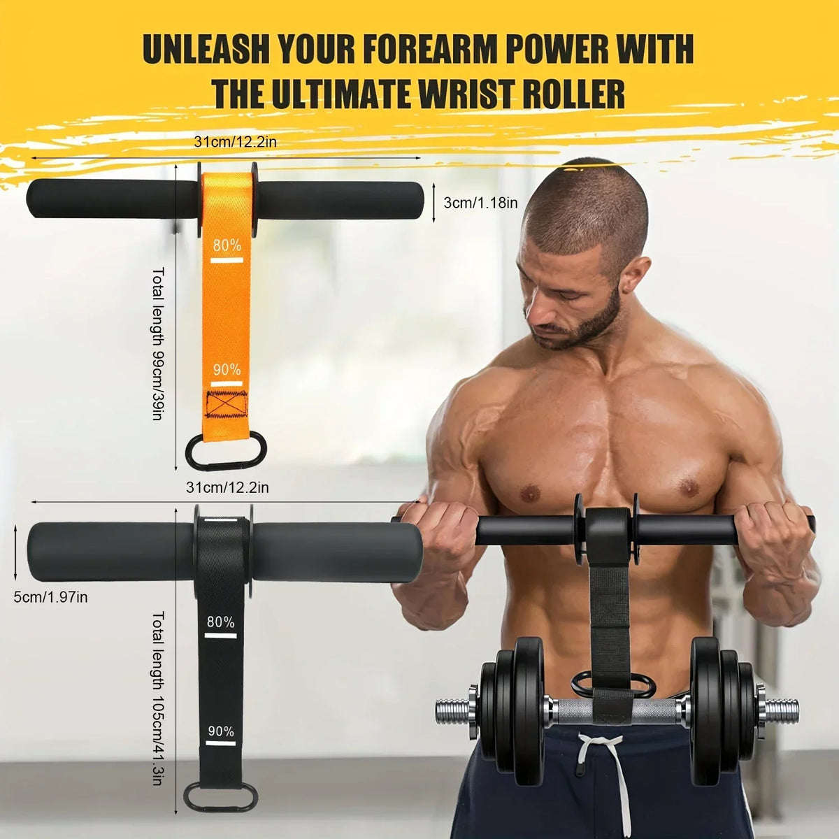 Adjustable Forearm Strength Trainer Wrist Roller for Home Workout Thickened Non-Slip Handle Belt Upper Body Fitness Equipment