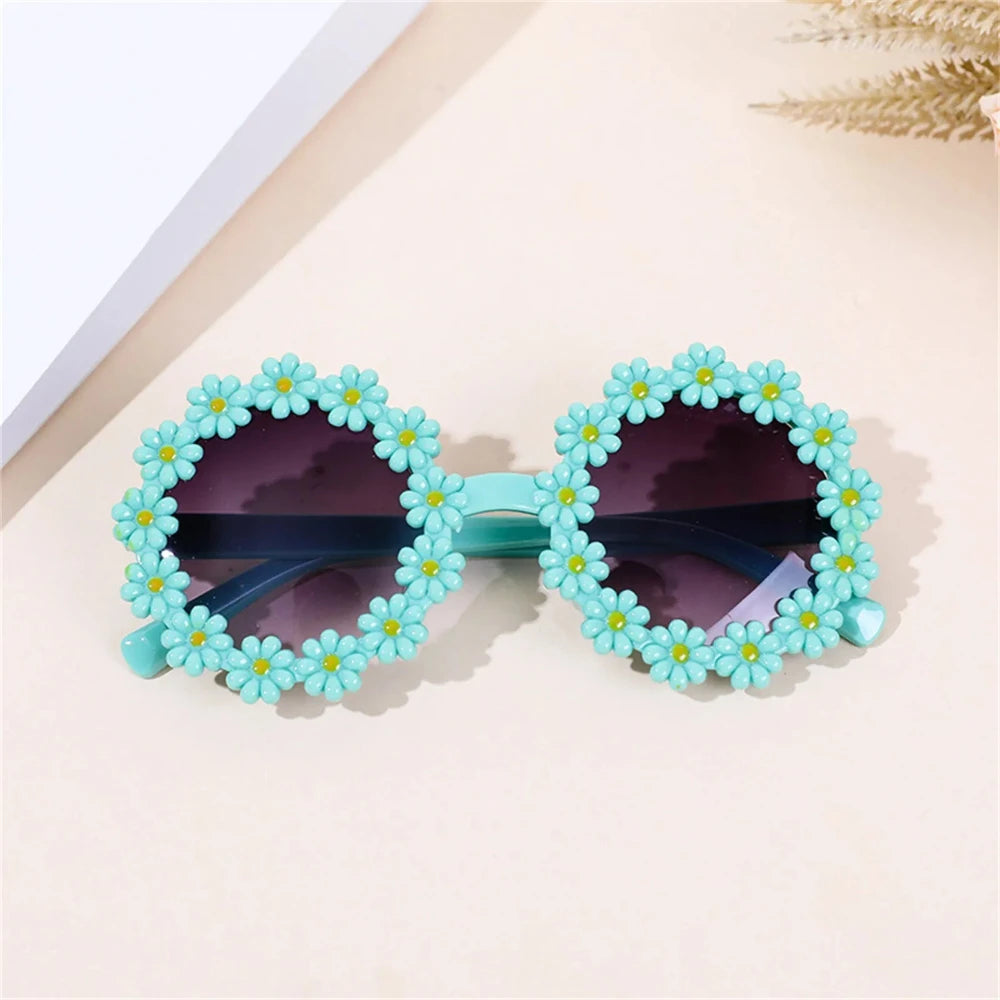 Accessoires pour animaux : lunettes de soleil rondes à fleurs, accessoires de déguisement pour photos pour chats, petits chiens et laisse en paracorde
