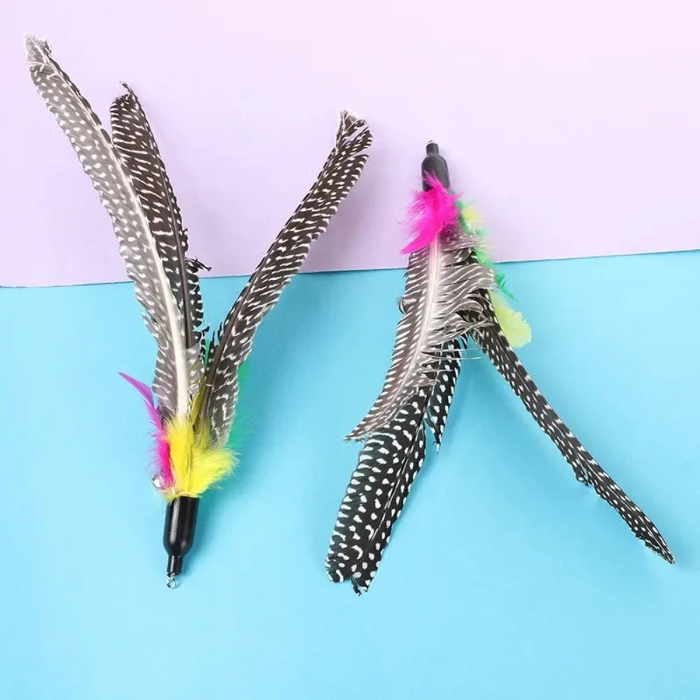 2pcs Pet Cat Toy Large Pearl Feather Bell Fishing Rod Replacement Head Funny Cat Stick Interactive Toy Cat Toys Interactive