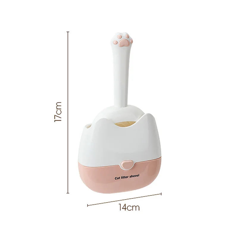 2 in 1 Cat Litter Scoop with Base Wall-mounted Cat Cleaning Shovel Durable Mesh Kitten Litter Cleaner Pet Cleaning Tools