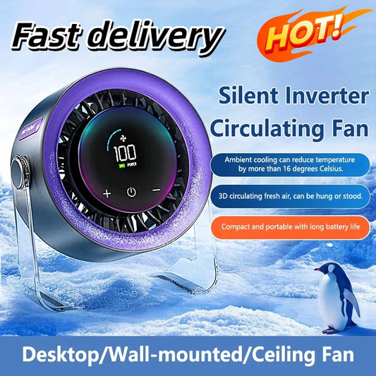 Desktop Circulating Fan Wall-mountable Small USB Rechargeable Fan Silent Super Strong Cold Wind New Energy Office Cooling Fan