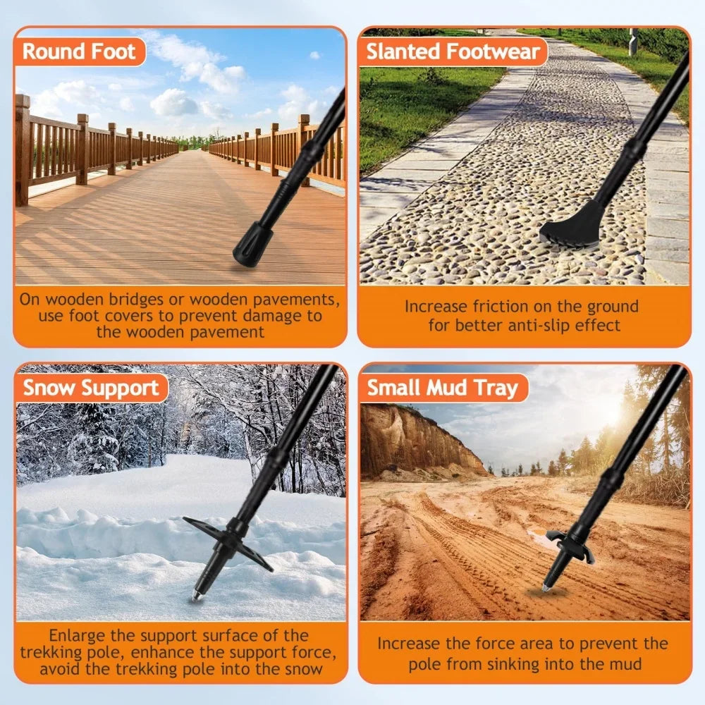 2 Pack Lightweight Foldable Trekking Poles Set Aluminum Anti Shock Nordic Walking Sticks with Cork Handle Adjustable Hiking Pole
