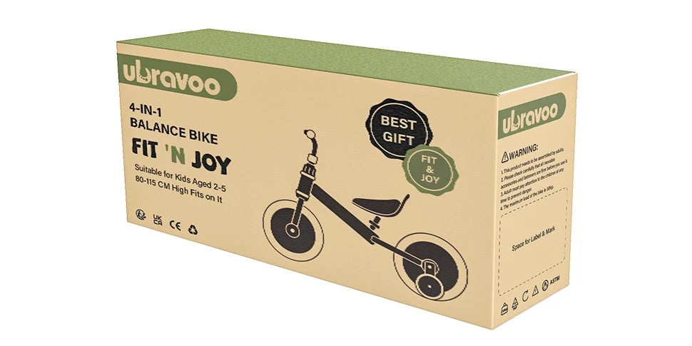 UBRAVOO Fit 'n Joy Toddler Training Bicycle 4-in-1 Balance Bike with Pedals & Training Wheels for Boys Girls Ages 2-4 - Quality Shopping Centre