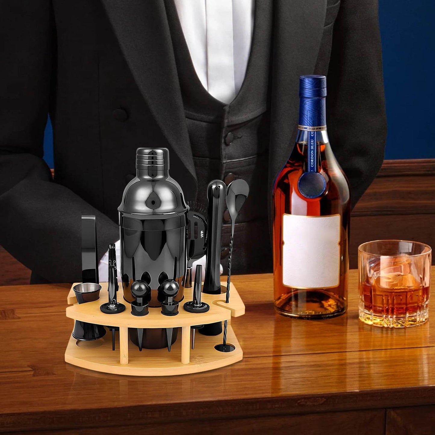 Cocktail Set Professional Stainless Steel 12-Piece Cocktail Shaker Kit,750ML Cocktail Mixer Wine Martini Boston Shaker Bar Tool - Quality Shopping Centre
