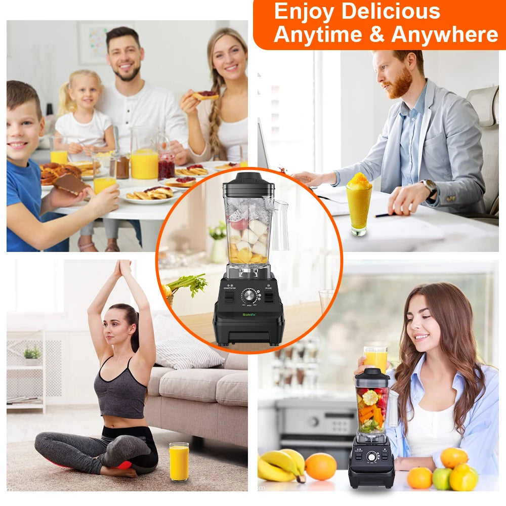 Mini mixeur BioloMix Pro, moteur 1800 W, bol principal 1,8 L, gobelet portable 0,6 L, sans BPA, extracteur de jus, préparateur de smoothies et moulin robuste