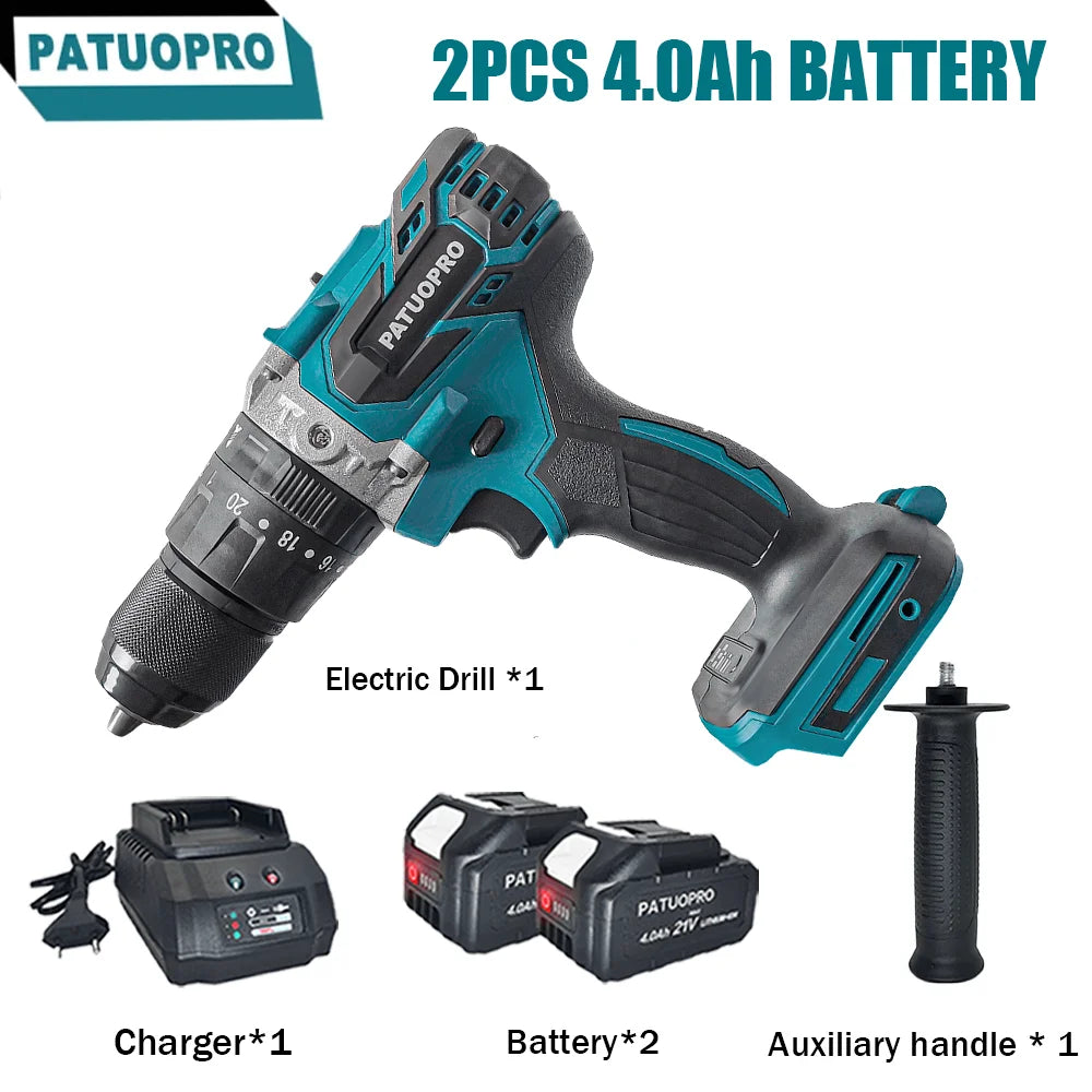 Borstelloze draadloze 13 mm elektrische klopboormachine 20+3 koppelinstellingen handmatige schroevendraaier elektrisch gereedschap voor Makita 18V-accu