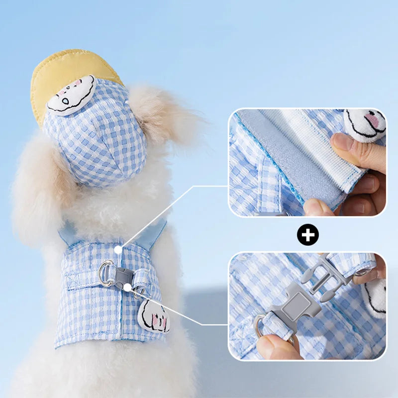 3PCs Dog Harness Leash Set Adjustable Pet Harness for Small Dogs Cats Cute Dog Chest Strap Leash with Hat Dog Accessories