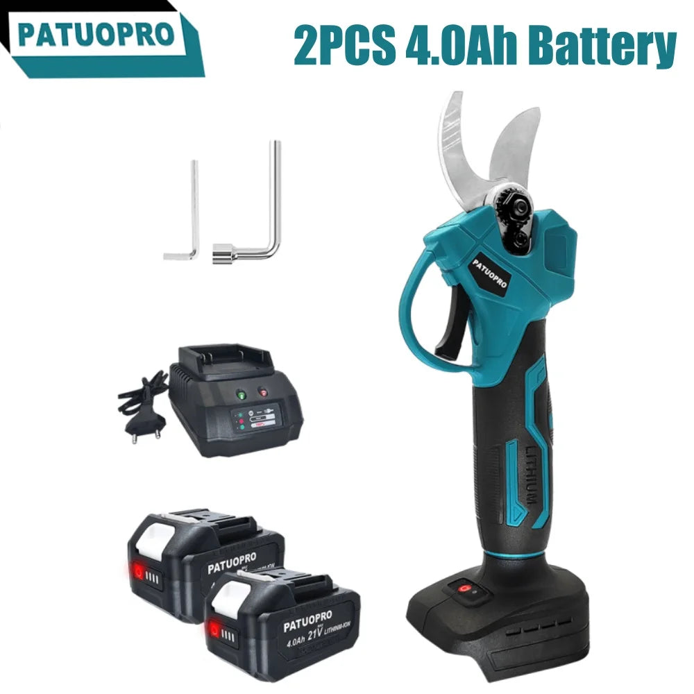 PATUOPRO 30MM Cordless Electric Scissors Brushless Pruner Shear Fruit Tree Bonsai Pruning Power Tool For Makita 18V Battery