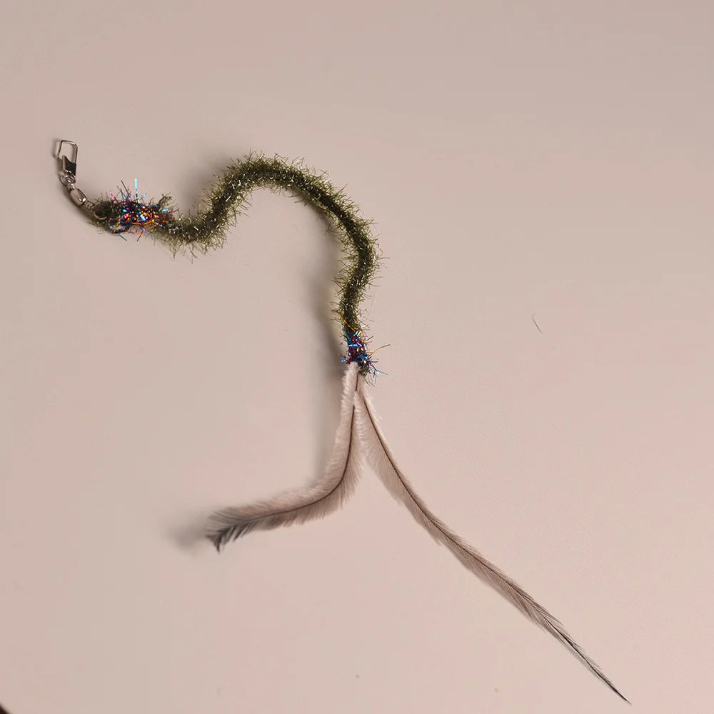 3/5pcs Feather Worm Cat Teaser Stick for Changing Heads Cat Toy Simulated Play Cat Kitten Chew Toys