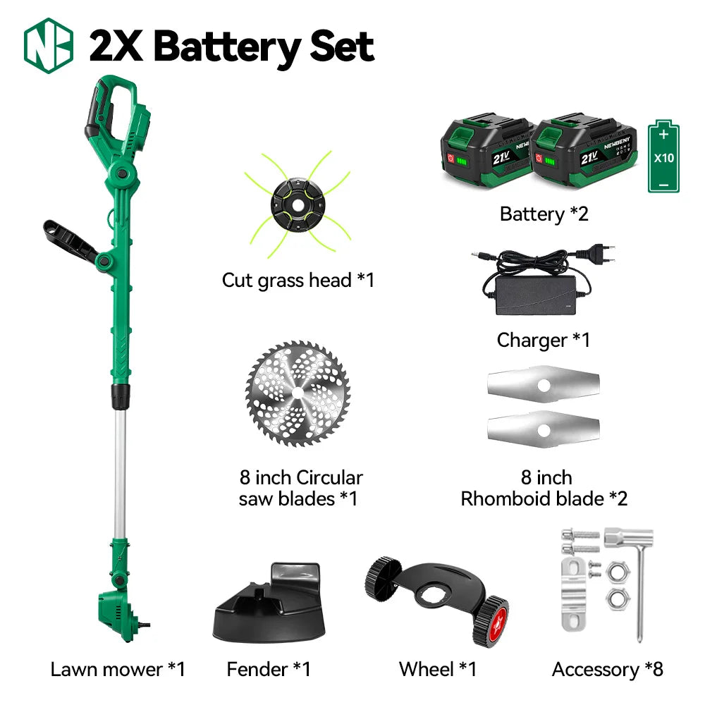NEWBENY 3-in-1 Borstelloze Elektrische Grasmaaier Accu Grastrimmer Verstelbare Tuinmaaier Elektrisch Gereedschap voor Makita 21V Accu