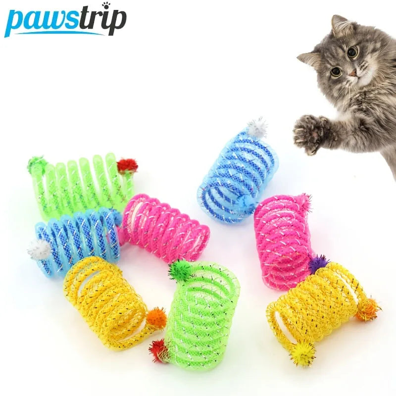 4 Pcs Cat Spring Toys Interactive Pet Toys for Cats Colorful Random Color Cat Teaser Toy Bite-resistant Kitten Toys