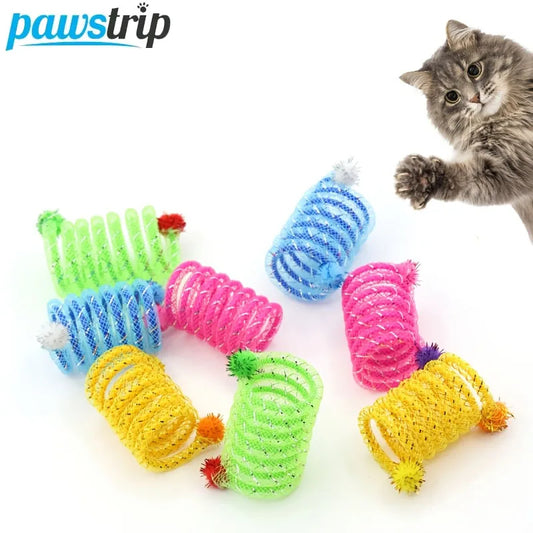 4-delige set kattenspeelgoed met veren, interactief huisdierspeelgoed voor katten, kleurrijk, willekeurige kleur, bijtbestendig kattenspeelgoed