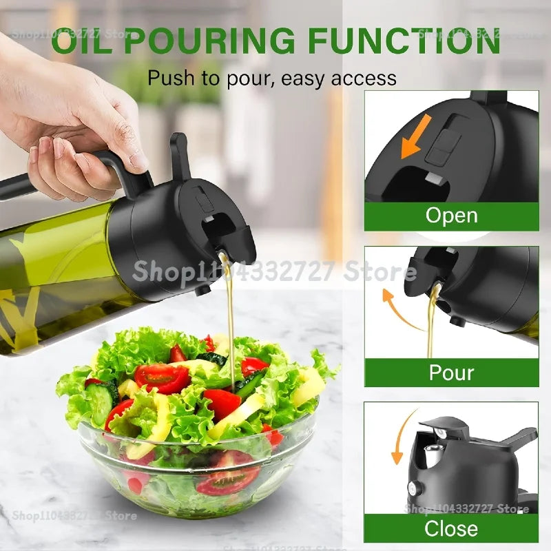 Oil Sprayer for Cooking Oil Spray Bottle 2-in-1 Olive Oil Dispenser Sprayer Kitchen Items and Accessories Camping Tool Spice Jar