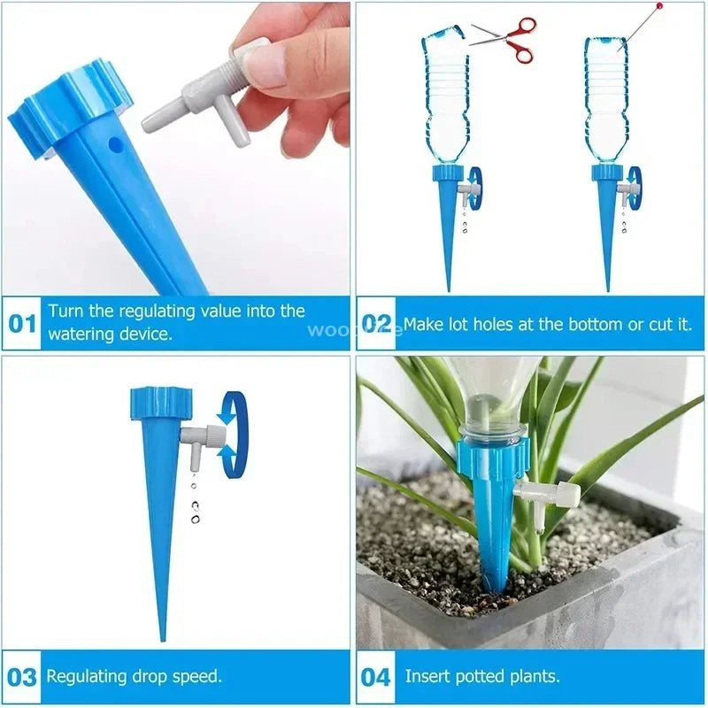 1-48pcs Drip Irrigation Self-watering Pot Automatic Drip Irrigation Kit Plant Watering Device Adjustable Control Water Dripper