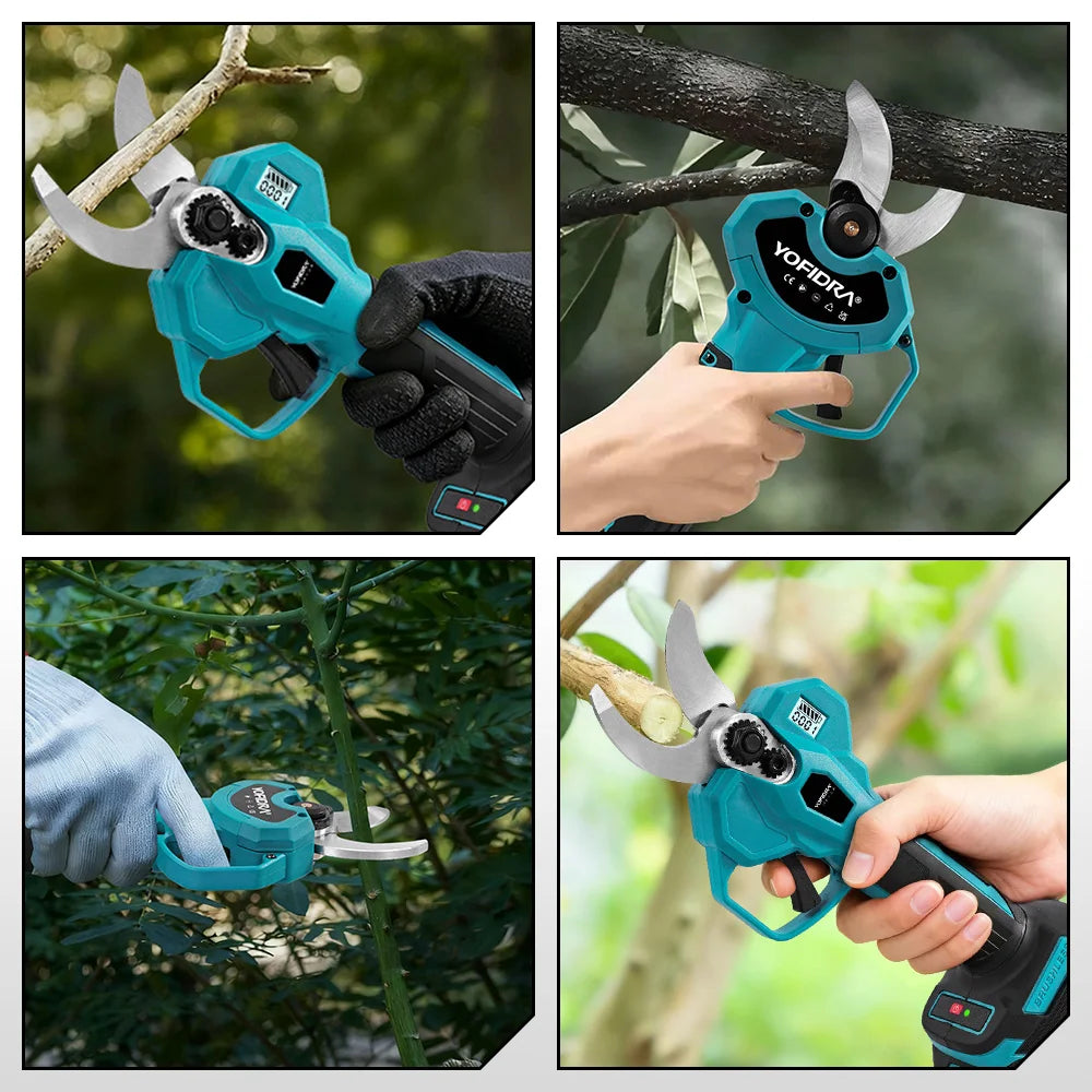 Sécateur électrique sans fil YOFIDRA 32 mm, 2 vitesses, sans balais, pour branches d'arbres fruitiers, outil électrique compatible avec batterie Makita