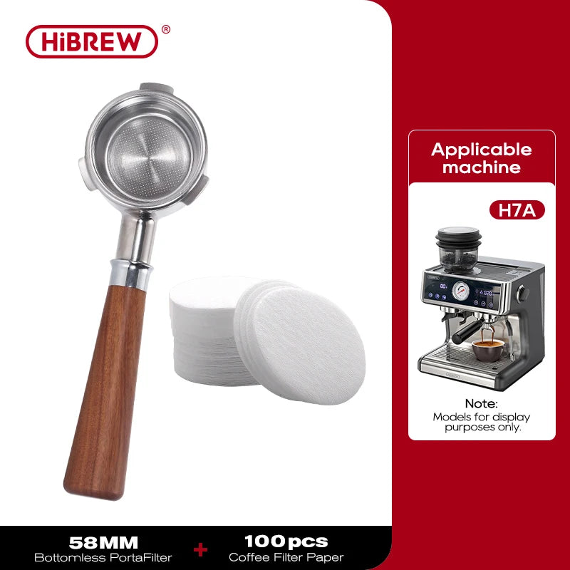HiBREW Koffie Bottomless Portafilter 51MM 58MM Filterbakje Espressomachine Barista Tool H10A H10B H7A H10 Plus