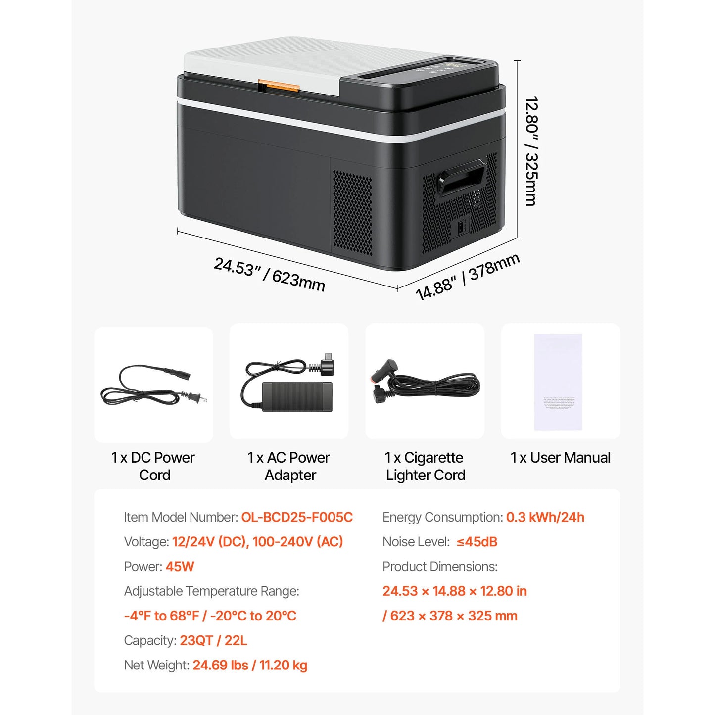 Succebuy 20/22/35/45/55L Car Refrigerator Mini Fridge Freezer Portable Compressor Cooler 12/24V DC 110-240V Ice Box for Camping