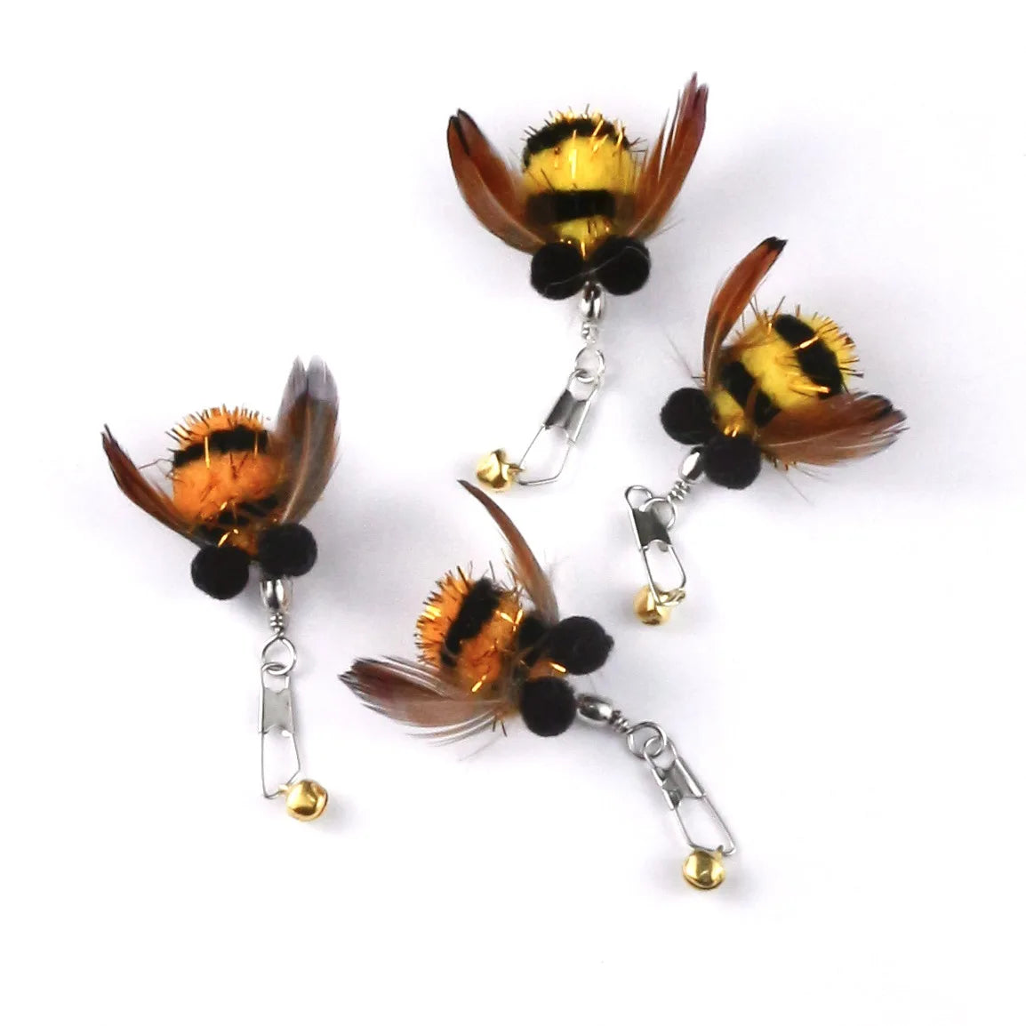 2/4pcs Plush Feather Bee Cat Toy Pendant Replace The Head with Cat Teaser Kitty Chew Pet Toy