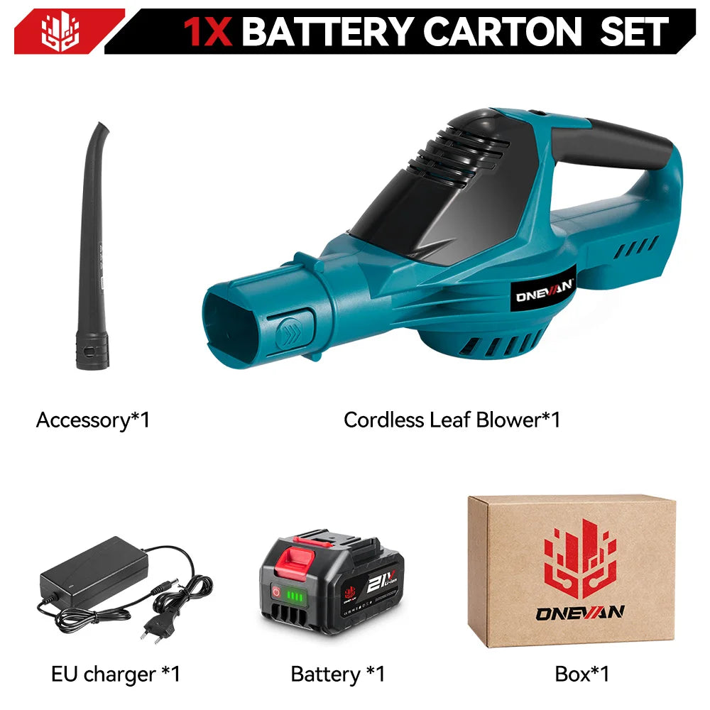 ONEVAN 5500W Borstelloze Elektrische Bladblazer Snoerloze Bladblazer Bladeren Sneeuw Stof Reinigingsgereedschap Geschikt voor Makita 18V Accu's