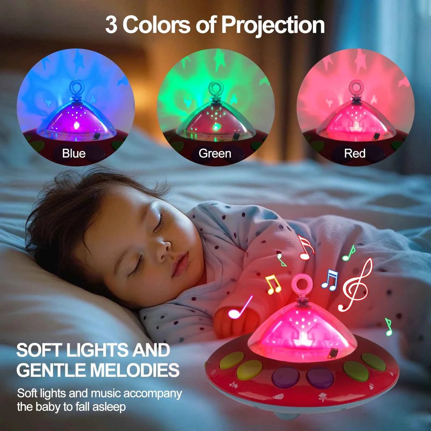Musical Baby Crib Mobile with 108 Melodies and Light Projection for Infants – Remote Control Crib Toys for Newborns