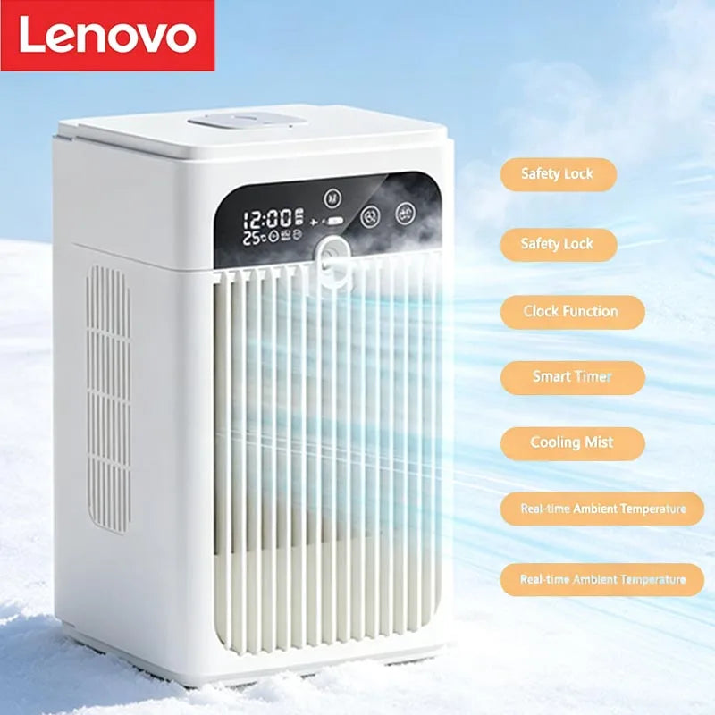 Lenovo 2026 New Air Cooler Fan Desktop Portable Air Conditioner Misting Cooling Fan for Bedroom Office Outdoor Camping