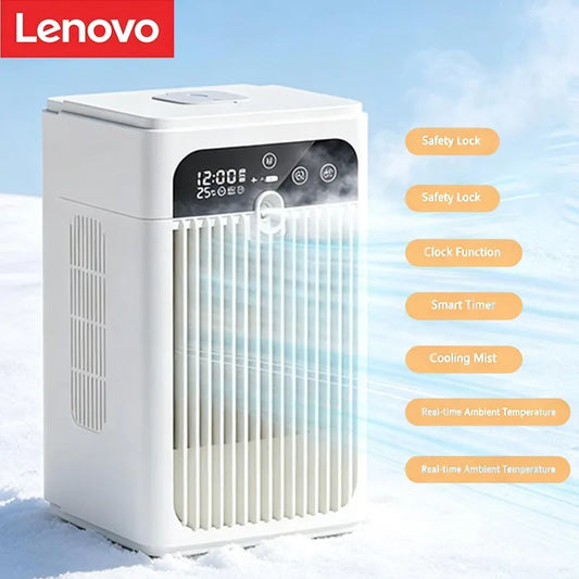Lenovo 2026 New Air Cooler Fan Desktop Portable Air Conditioner Misting Cooling Fan for Bedroom Office Outdoor Camping