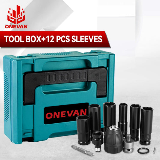 12Pcs Set Electric Impact Wrench Hexs Socket Hard Carry Case Bag Tool  Adapter Kit Drill Chuck Drive For Cordless Wrench Drill