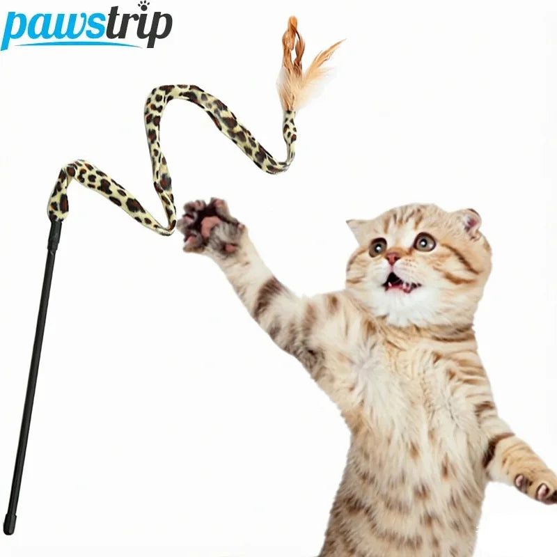 2PCs Cat Teaser Wand Toy Interactive Cat Stick toys with Artificial Feather Funny Kitten Playing Toys  Cat Accessories