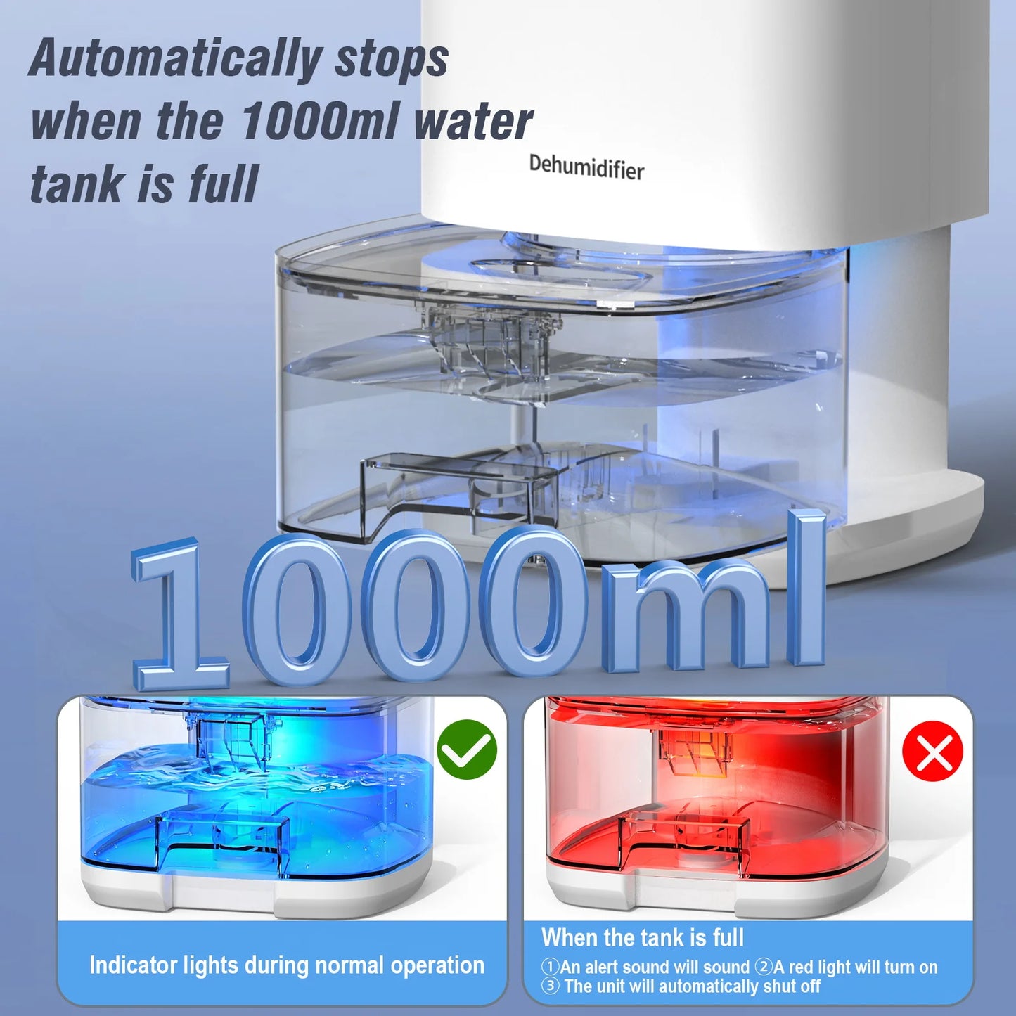 Air DehumidifierCapacity Humidity Dehumidifier with Digital Display Night Light Home Dehumidifier Air Dryer for Bathroom Toilet