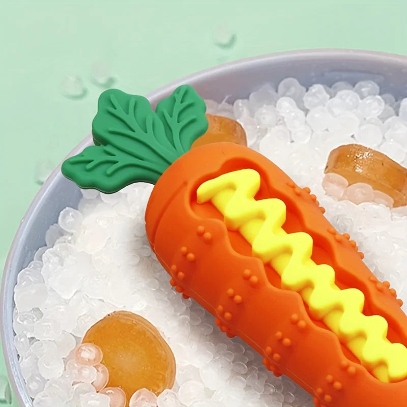 Silicone Dog Chew Toys Carrot Shaped Dog Teeth Cleaning Toy Bite-resistant Pet Squeaky Toys Puppy Toy Pet Supplies