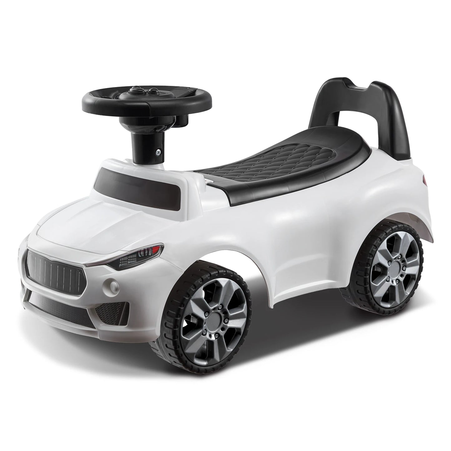 SucceBuy White/Pink Ride On Push Car Classic Sports Toy for Toddlers with Music Steering Wheel - Quality Shopping Centre