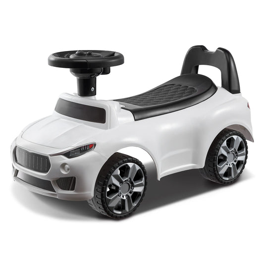 SucceBuy White/Pink Ride On Push Car Classic Sports Toy for Toddlers with Music Steering Wheel - Quality Shopping Centre