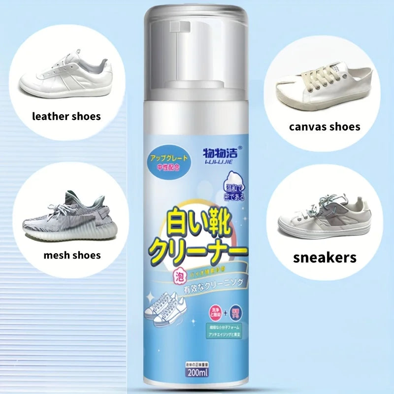 White Shoe Foam Cleaner-200ml for Sneakers Canvas & Faux - No-Rinse Formula,Stain Remover & Whitening Mousse Effortless Cleaning