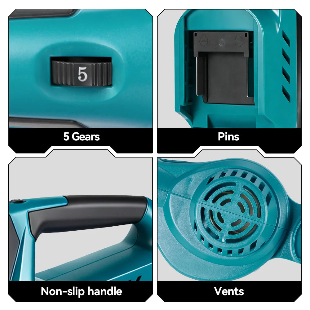 ONEVAN 5500W Borstelloze Elektrische Bladblazer Snoerloze Bladblazer Bladeren Sneeuw Stof Reinigingsgereedschap Geschikt voor Makita 18V Accu's