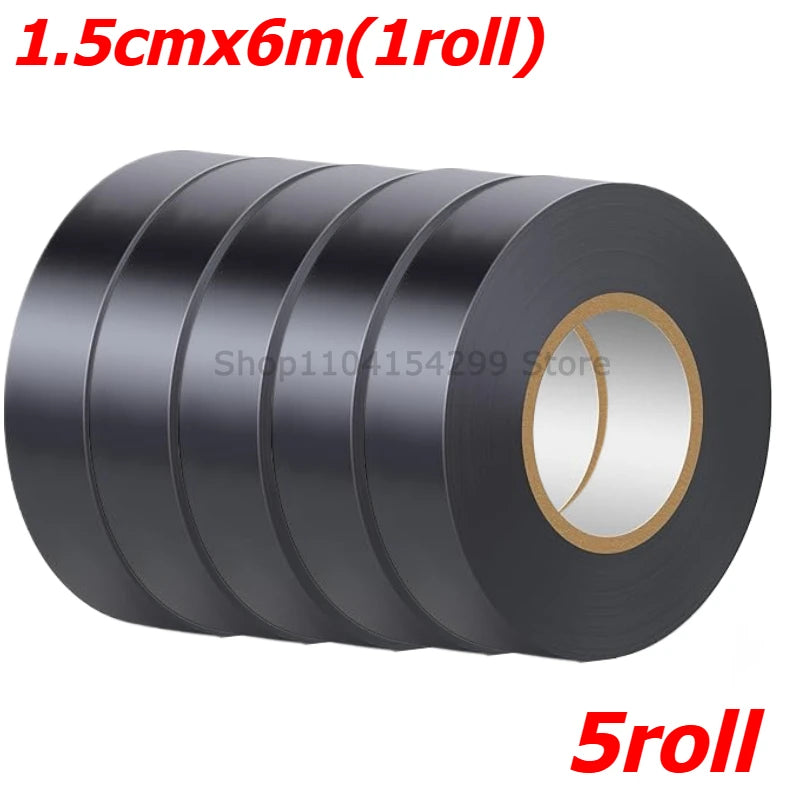 6m/roll Black Electrical Tape High-Temperature Resistant Electrical Tape Durable Soft Insulating Adhesive Electrical Tape