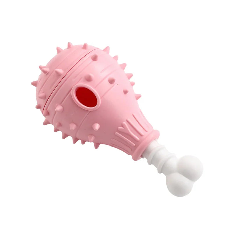 Dog Treat Dispensing Toy TPR Chicken Leg Chew Toy Dental Cleaning Bite Resistant Puppy Interactive Feeder Toy Pet Supplies