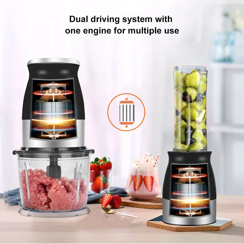 BioloMix 500W Portable Blender BPA Free 600ml Personal Mixer with Chopper Bowl Meat Grinder Baby Food Maker