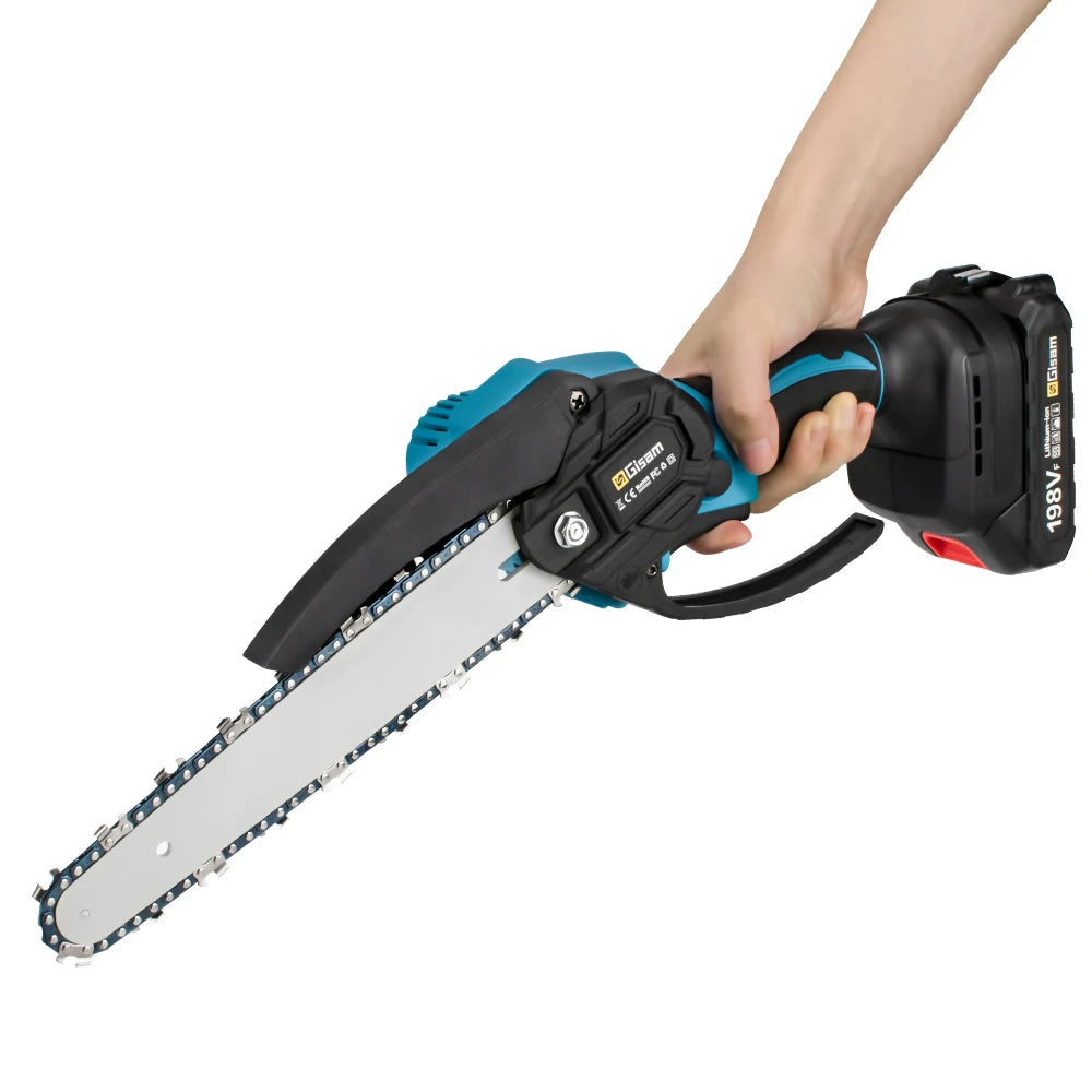 Gisam 8'' Brushless Electric Chainsaw Cordless Electric Saw Handheld Woodworking Garden Pruning Saw for Makita 18V Battery Pin