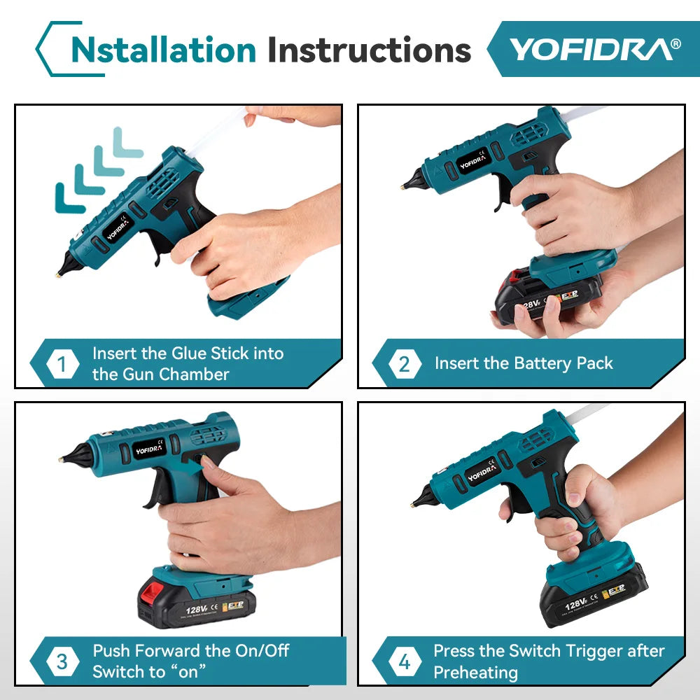 YOFIDRA 260° Hetelijmpistool 100W Elektrisch Mini Lijmpistool voor Hoge Temperaturen Thermisch Reparatiegereedschap voor Makita 18-21V Accu