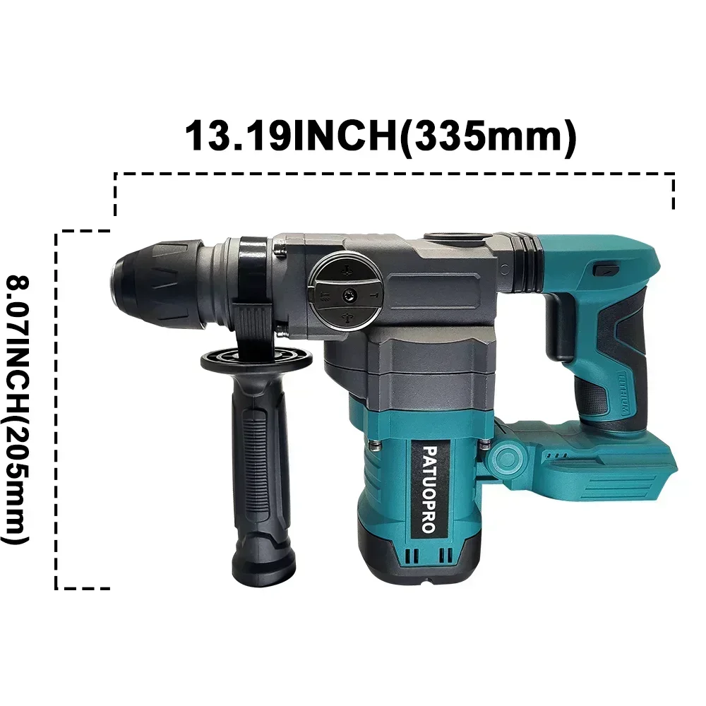 2280W Borstelloze 2-Mode Roterende Elektrische Hamer Handbediende Oplaadbare Klopboormachine Geschikt voor Beton Hout voor Makita 18V Accu