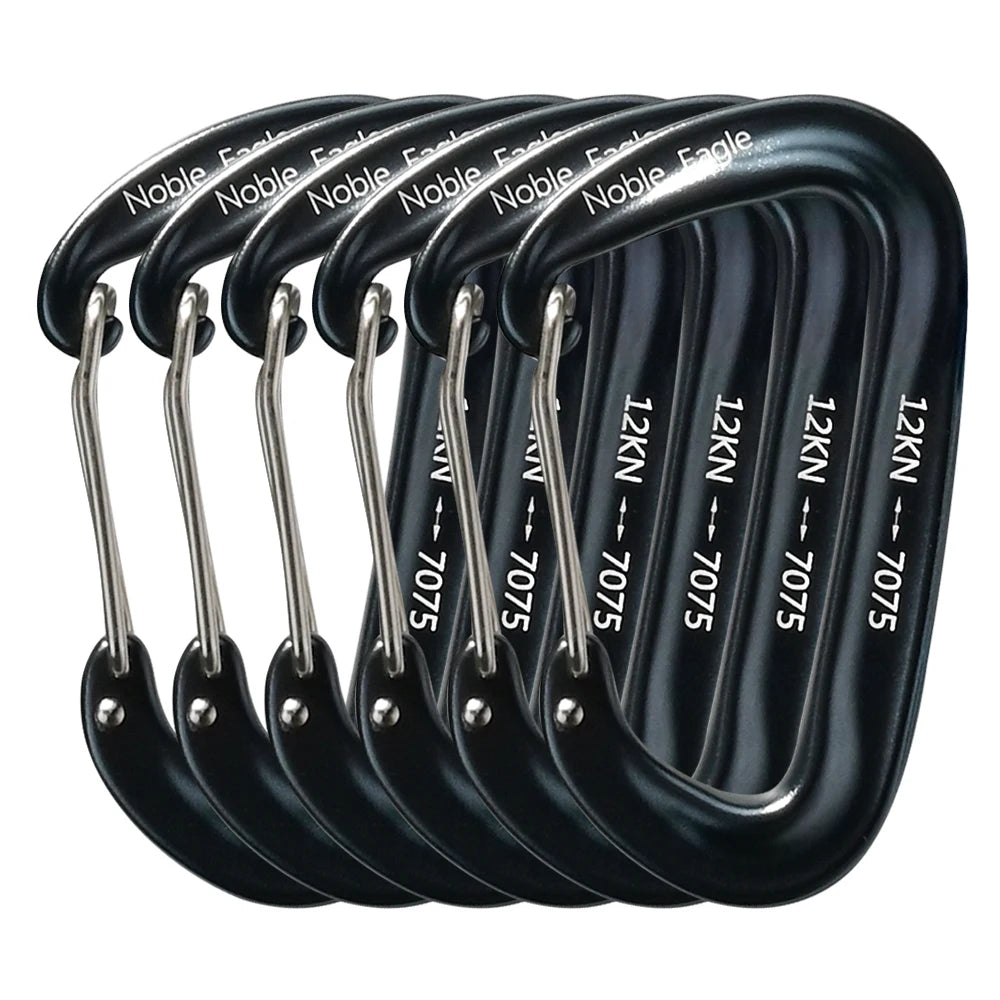 6PCS 12kN Aluminum D Ring Carabiners Heavy Duty Hook Lightweight Outdoor Camping Hiking Clips Buckle Set for Backpack Gear